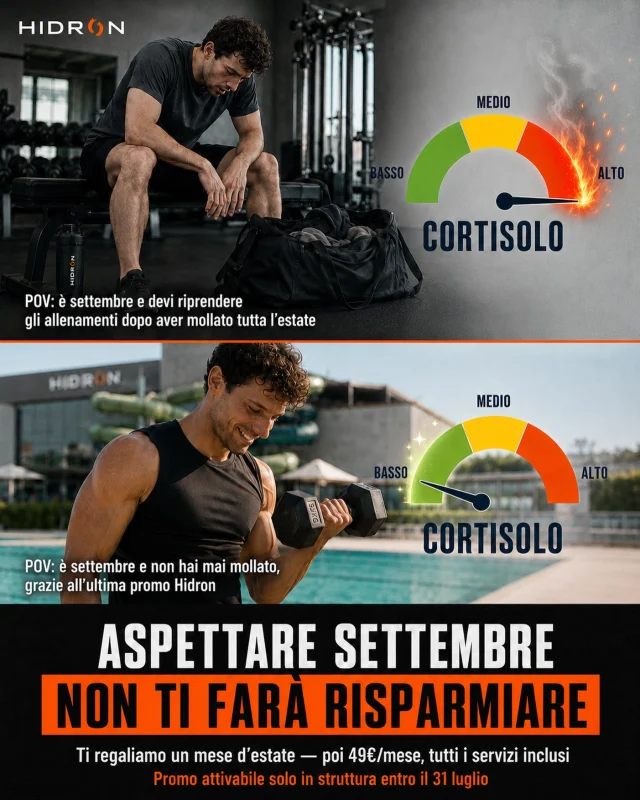 Sai qual è la parte difficile dell’allenamento? 

Non mollare. 

E d’estate mollare è facilissimo: salti una settimana, poi un’altra, e poi “se ne riparla a settembre” 

Ma ripartire da zero a settembre è il peggior regalo che puoi farti.

Per questo abbiamo deciso di darti una mano: ti regaliamo 𝘂𝗻 𝗺𝗲𝘀𝗲 𝗱𝗶 𝗲𝘀𝘁𝗮𝘁𝗲 𝗛𝗶𝗱𝗿𝗼𝗻, proprio nel mese in cui il ritmo è più facile perderlo ☀️

Dal secondo mese sono 𝟰𝟵€/𝗺𝗲𝘀𝗲 e dentro hai tutta Hidron:

🏋️ Sala attrezzi
🤸 Corsi fitness e acqua
🏊 Piscine e nuoto libero
🌳 Parco esterno
🧖 Zona recovery — sauna, bagno turco, idromassaggio

Immaginati a settembre: mentre tutti staranno lì a decidere se e come ripartire, tu non avrai mai smesso e sarai due passi avanti a tutti 😎

⏳ Attivabile solo in struttura, entro il 31 luglio.

Passa a trovarci 👇
📍 HIDRON, Via di Gramignano, Campi Bisenzio (FI)